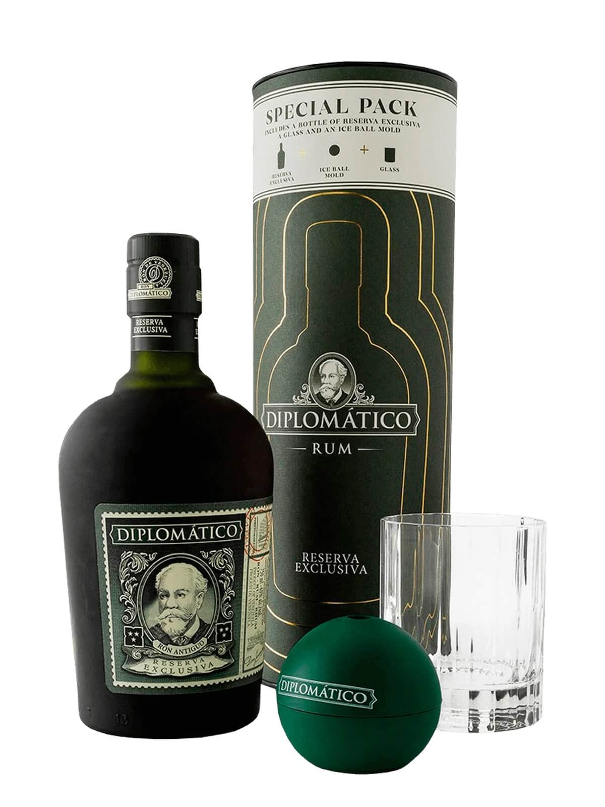  Diplomático  Exclusiva Rom Special Pack (Glas og Ice Ball Mold)